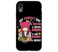 My Perfect Day Sketch Watch Anime Eat Ramen Repeat Case for iPhone XR