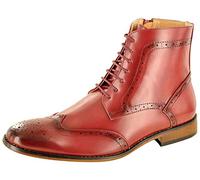 My Perfect Pair Men's Italian Style Leather Lined Chelsea Ankle Chukka Brogue Boots, Burgundy UK Size 9 / EU Size 43