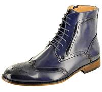 My Perfect Pair Men's Italian Style Leather Lined Chelsea Ankle Chukka Brogue Boots, Navy UK Size 10 / EU Size 44