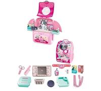My Pet Care Play Set with Backpack, Pet Playset Grooming & Feed & Play Pet Treat Kit Preschool Toy Educational Gifts, 2 in 1 Pre-Kindergarten Toys for Girls Boys Pink (dog)