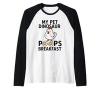 My Pet Dinosaur Poops Breakfast Humor Raglan Baseball Tee