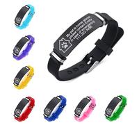 My Pet Is Home Alone Emergency Alert Silicone Bracelet, Personalized Pet Rescue Sign Sporty Wristband Custom Address Phone Number Contact Info Reminder Jewellery Dog/Cat/Pets Safety Gift for Pet Owner