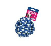 My Pet & Me Rope Chew Ball Dog Toy, Floral Pattern, Blue and White
