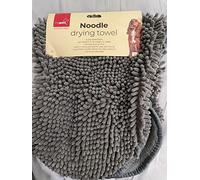 My Pets Noodle Dog/ Cat Bath Microfibre Chenille Grey Drying Towel| Ultra Absorbent Super Quick Drying| Super Soft With Hand Pockets| Machine Washable| Indoor and Outdoor Use| 32 x 13 Inch Approx