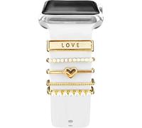 My Phoenix 5pcs Charms for Apple/Fitbit versa/Sense, Galaxy Watch Silicone Sport Band Accessories Decorative Ring Loops For Smart Watch (Love)