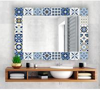 My Photostation.com 27.5x20''(Horizontal) Tempered Glass Mirror Large Wall Mirror Morocco Mirror Decor Mosaic Wall Mirror Boho Mirror Asymmetrical Mirror Bathroom Mirror Ethnic Decor Mirror
