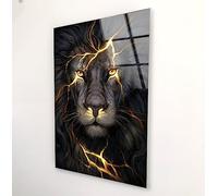 My Photostation.com 30Wx35.5H'' Tempered Glass Wall Art Lion Wall Decor Home Decor Glass Printing Lion Wall Art Wall Hangings Wild Animal Wall Art Gifts for Her Lion decor