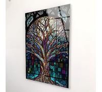 My Photostation.com 33.5Wx50H''Tempered Glass Wall Art Life of tree Decor Home Decor Glass Printing Stained Wall Art Wall Hangings Life of Tree Wall Art Stained Tree Wall Art