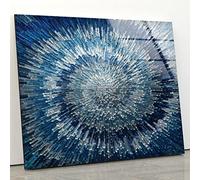My Photostation.com 43Wx27H'' Tempered Glass Wall Art for living room-Wall Decor-Glass Printing-Large Wall Art-Wall Hangings-Blue Abstract Wall Art-Blue Fractal Art