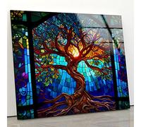 My Photostation.com 50Wx33.5H'' Tempered Glass Wall Art-Stained Wall Art -Life of Tree Wall Decor-Glass Printing -Large Wall Art-Wall Hangings-Stained Window Decor
