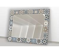 My Photostation.com Large Wall Mirror 20x27.5''(Vertical) for Bathroom Mirror Wall Decor for Bedroom Bathroom Mirror for Vanities Tempered Glass Frameless Mirror Mosaic Ethnic Boho Decor
