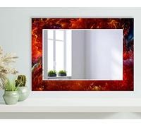 My Photostation.com Tempered Glass 43x27.5''(Horizontal) Mirror Large Wall Mirror Dining Room Mirror Decor Unique Beveled Wall Mirror Irregular Mirror Fractal Red Mirror Bathroom Mirror