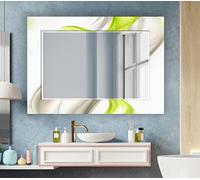 My Photostation.com Tempered Glass Mirror 20 x 27.5''(Vertical) Large Wall Mirror Aesthetic Mirror Decor Unique Beveled Wall Mirror Irregular Mirror Lime Green Mirror Bathroom Mirror