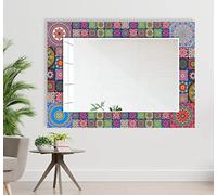 My Photostation.com Tempered Glass Mirror 20x27.5''(Vertical) Bohemian Decor Large Wall Mirror, Aesthetic Mirror Decor Irregular Mirror Asymmetrical Mirror Mosaic Pattern Bathroom Mirror