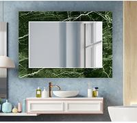 My Photostation.com Tempered Glass Mirror 24 x 35.5''(Vertical) Large Wall Mirror Green Marble Mirror Decor Unique Beveled Wall Mirror Irregular Mirror Asymmetrical Mirror Bathroom Mirror
