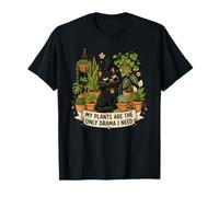 My Plants are The Only Drama I Need Black Cat T-Shirt