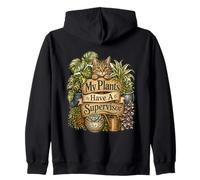 My Plants Have A Supervisor Cat Houseplant Humor Zip Hoodie