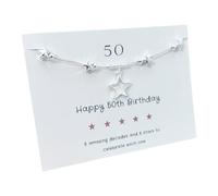 My Posh Shop 50th Birthday Solid Sterling Silver Five Star Bracelet
