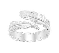 My Posh Shop Sterling Silver Adjustable Feather Ring