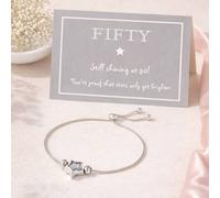 My Posh Shop Women's 50th Birthday Star Drawstring Bracelet in Silver My Posh Shop Silver One Size