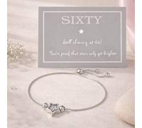 My Posh Shop Women's 60th Birthday Star Charm Drawstring Bracelet in Silver My Posh Shop Silver One Size