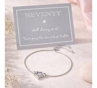 My Posh Shop Women's 70th Birthday Star Charm Drawstring Bracelet in Silver My Posh Shop Silver One Size