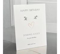 My Posh Shop Women's Birthday Kisses Sterling Silver Stud Earrings My Posh Shop Silver One Size