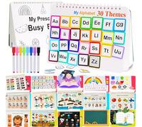 My Preschool Busy Book, Montessori Toddler Activity Binder with 12 Learning Themes and 8 Markers, Educational Toys for Toddlers 1-3 3-5, Preschool Learning Activities, Autism Sensory Travel Toys
