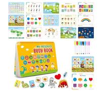 My Preschool Busy Book, Preschool Busy Book Learning Toys with 15 Topics, Toddler Busy Book Velcro Repeat Sticker, Pre School Busy Book for Aut-ism Learning Materials and Tracing Coloring Book
