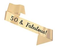 My Pretty Little Gifts 50 & Fabulous! Birthday Sash | Gold with black text | Big Birthday Fifty 50th Birthday Sashes Gold