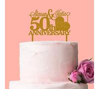 My Pretty Little Gifts Personalised Anniversary Cake Topper/Perfect for a Ruby, Silver or Gold Anniversary Party Decoration
