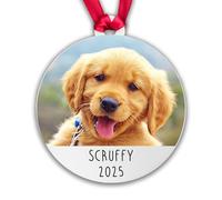 My Pretty Little Gifts Personalised Dog Photo Name Bauble Tree Decoration Xmas Gift Pet Cat Family Puppy Kitten Animal