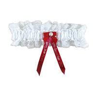 My Pretty Little Gifts Personalised Garter - Red Garter with Silver Text - Perfect Bridal Garter Bride to Be Wedding Hen Party - Gift Boxed