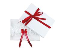 My Pretty Little Gifts Personalised Garter - Red with Silver Text - Perfect Bridal Bride to Be Wedding Hen Party - Gift Boxed