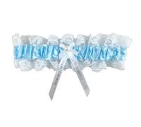 My Pretty Little Gifts Personalised Garter - White and Blue Garter with Silver Text - Something Blue - Perfect Bridal Garter Bride to Be Wedding Hen Party