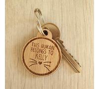 My Pretty Little Gifts Personalised Keyring - This human belongs to Pet Tag Cat Kitten Name