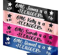 My Pretty Little Gifts Personalised OMG Name is a Teenager! Birthday Sash Party 13th Thirteen