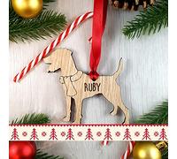 My Pretty Little Gifts Personalised Patterdale Oak Wood Dog Bauble Decoration - Christmas Tree gift present Cat Pet Xmas