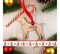 My Pretty Little Gifts Personalised Pointer Oak Wood Dog Bauble Decoration - Christmas Tree gift present Cat Pet Xmas