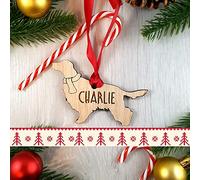 My Pretty Little Gifts Personalised Red Setter Oak Wood Dog Bauble Decoration - Christmas Tree gift present Cat Pet Xmas