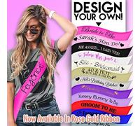My Pretty Little Gifts Personalised Sash - 19 Customisable Colours! Perfect for a Birthday, Hen Party, Wedding, Baby Shower, Graduation etc.