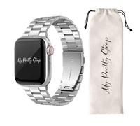 My Pretty Strap Classic Apple Watch Band 38/40/41mm or 42/44/45/49mm, Stainless Steel Metal Gold/Silver/Black (42MM / 44MM / 45MM / 49MM, Silver Gem)