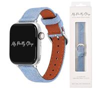 My Pretty Strap- Compatible Apple Watch Band - Denim & Leather iWatch Strap for Women - Series 1-10, SE & Ultra (38MM/ 40MM/ 41MM/ 42MM/ 44MM/ 45MM/ 49MM) - Blue Jeans, Leopard -Indigo