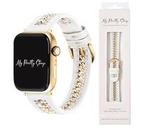 My Pretty Strap- Compatible Apple Watch Band - Genuine Leather iWatch Strap for Women (5.28"-6.93") - Series 1-11, SE & Ultra (38MM/ 40MM/ 41MM/ 42MM/ 44MM/ 45MM/ 49MM) - Black, White -Bijou