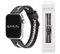 My Pretty Strap- Compatible Apple Watch Band - Genuine Leather iWatch Strap for Women (5.28"-6.93") - Series 1-11, SE & Ultra (38MM/ 40MM/ 41MM/ 42MM/ 44MM/ 45MM/ 49MM) - Black, White -Bijou