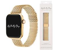 My Pretty Strap- Compatible Apple Watch Band - Stainless Steel iWatch Strap for Women- Adjustable Strap (5.4" - 9.4") - Series 1-11, SE & Ultra (38/40 41/42/44/45/49) - Gold, Silver -Jasmine