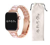 My Pretty Strap Diva Band Compatible with Apple WATCH SE Series 9 8 7 6 5 4 3 2 1, 42MM / 44MM / 45MM / 49MM, Stainless Steel Metal Rose Gold for Women