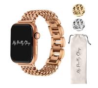 My Pretty Strap - Stainless Steel iWatch Band for Women - Compatible with Apple Watch (38/40/41/42/44/45/49MM) - Fits Wrists 4.9 to 6.3 Inches (125-160 mm) - Easy Resizing- No Tool Needed- Mermaid