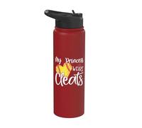 My Princess Wears Cleats Softball Mom Baseball Dad Gift Stainless Steel Insulated Water Bottle