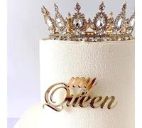 My Queen Cake Topper Gold Silver Acrylic Mirror Baptism Cake Decoration for Girl Party Birthday Anniversary Wedding DIY Cake Supplies Decorating